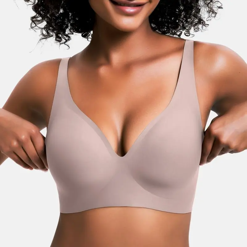 ⏰ TODAY ONLY - Jelly Wireless Womens Comfortable Wireless Bras Push Up Bralettes Seamless Tshirts Bras Deep V Everyday Bras