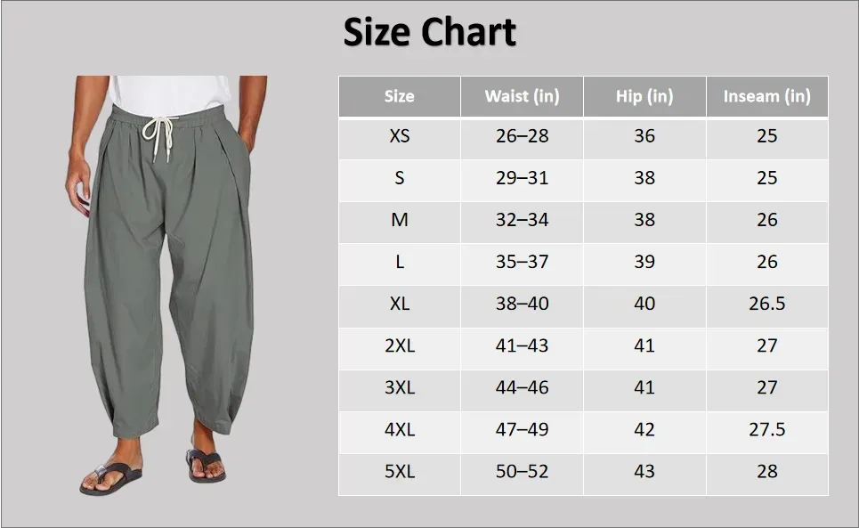 Men's Breathable Cotton Linen Casual Harem Pants