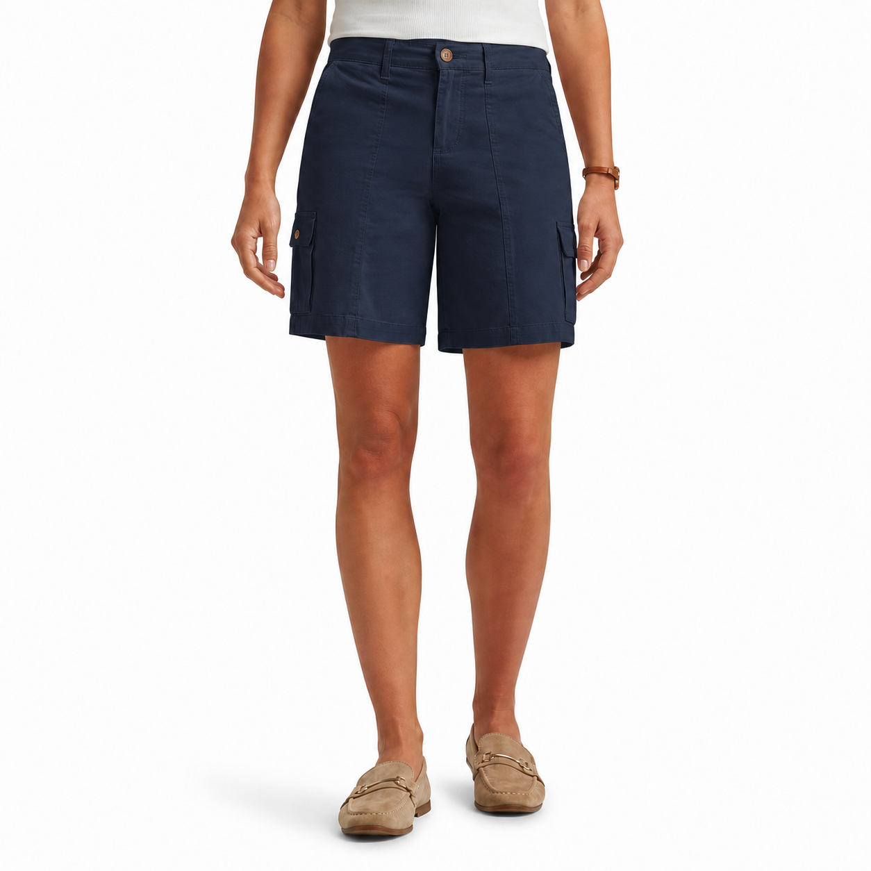 Deep Navy women's relaxed cargo shorts