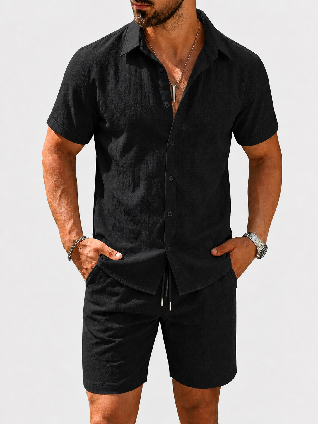 Jet Black front view of the matching set