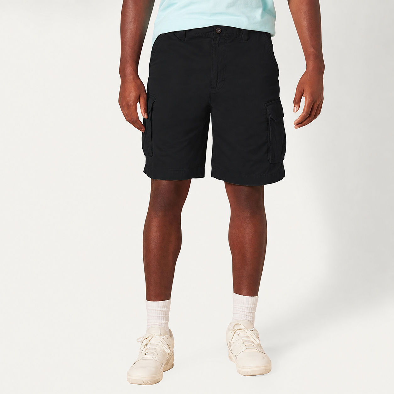Washed Black front view men's cargo shorts