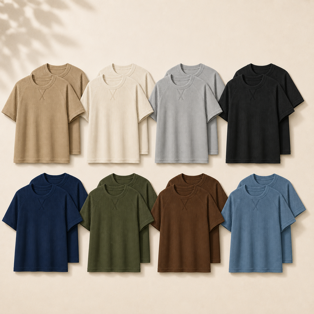 Men's Waffle Knit Short Sleeve Crewneck T-Shirt Set