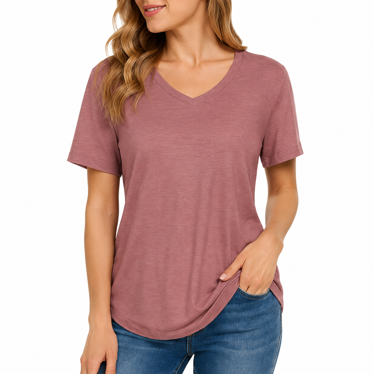 4 Pack V Neck T Shirts for Women Basic Tees Casual Short Sleeve Shirts Loose Fit Plus Size Tops Plain Summer Clothes