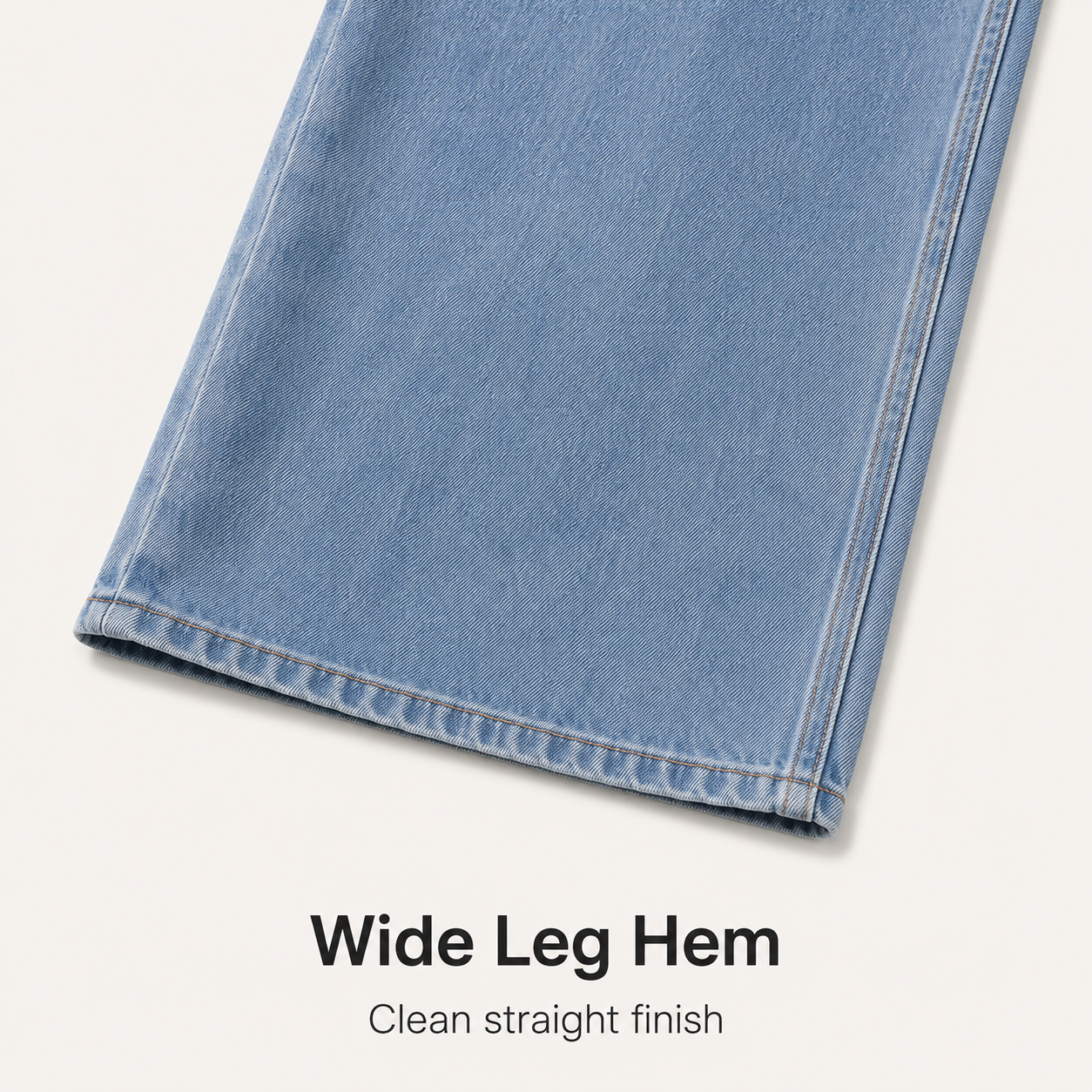 Wide leg hem stitching detail