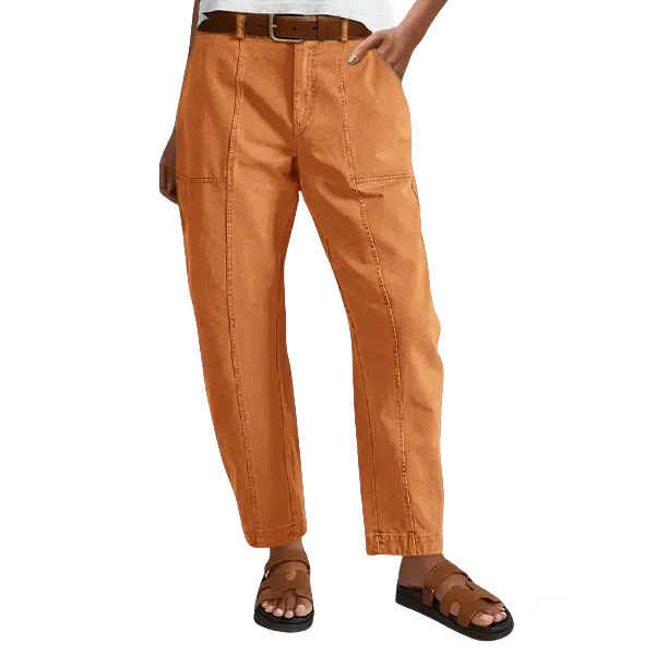 Solid Mid-Rise Baby Barrel Pants, High Stretch, Deep Pockets