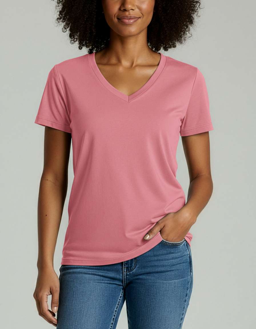 4 Pack: Women's Short-Sleeve V-Neck T-Shirt (Available in Plus Size)