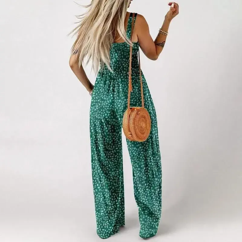 💕Women's Casual Print Sleeveless Overalls Jumpsuits