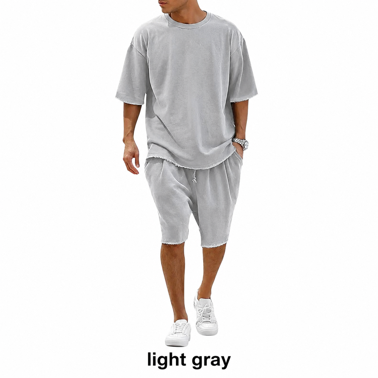 🔥Casual Loose Fit Solid Sports Sets Sweat Suit Textured Sweatsuit🎉