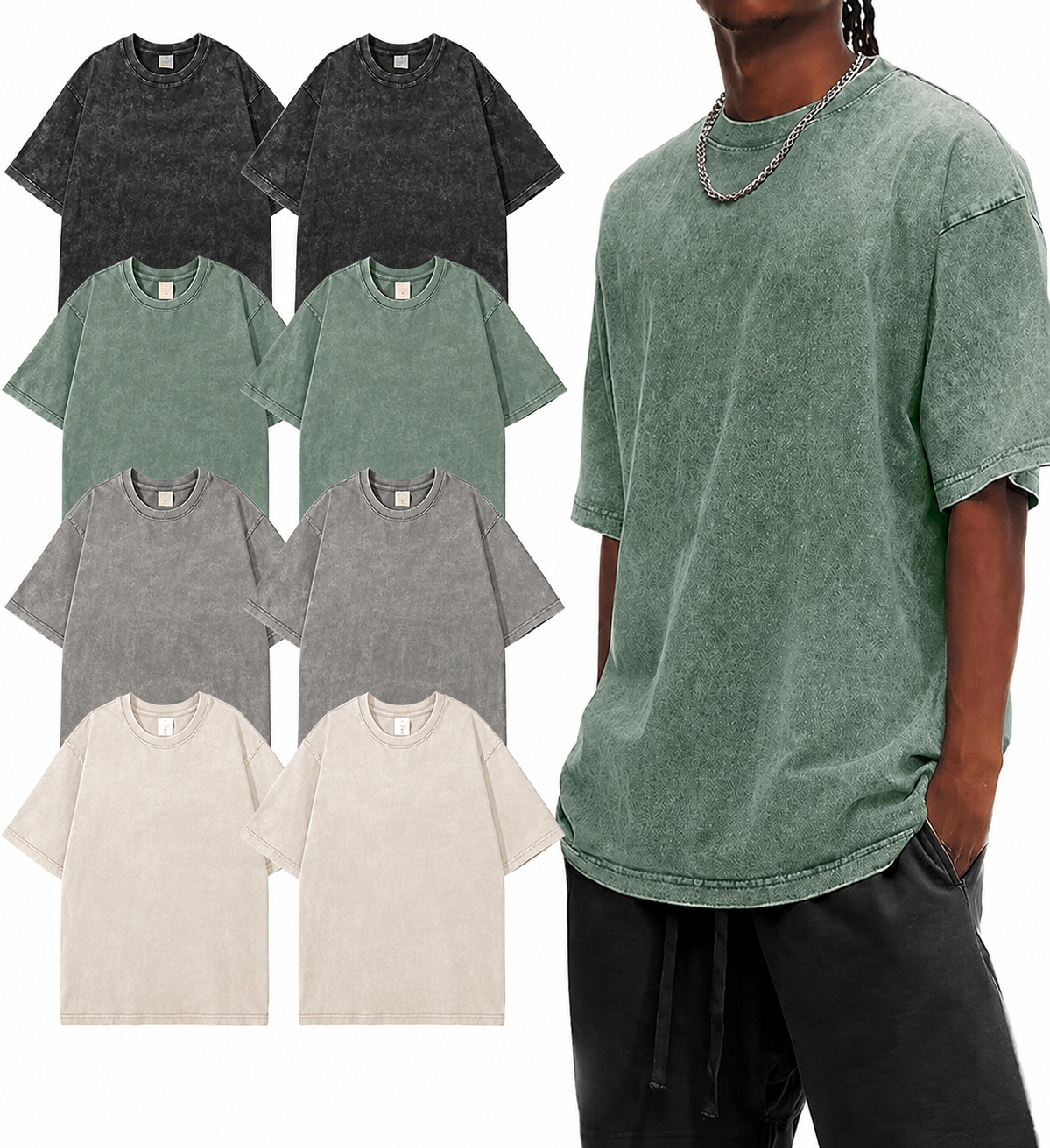 Men's Oversized T-Shirts Heavyweight Cotton Loose Fit Unisex 8pack