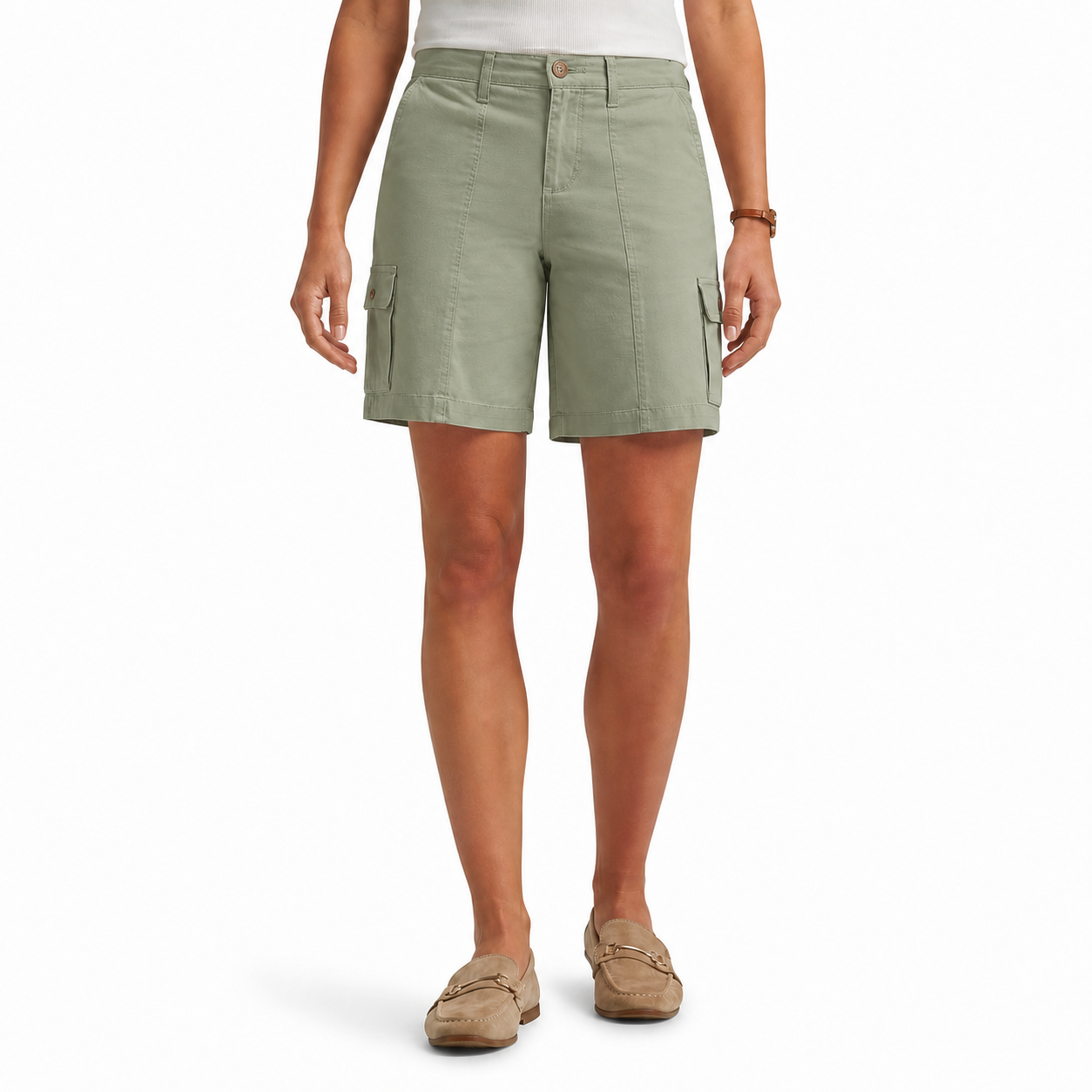 Dusty Sage women's relaxed cargo shorts