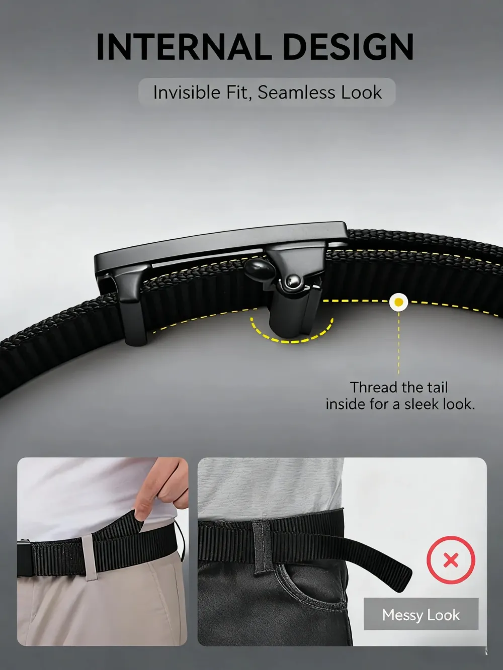 Perfect fit - Men's Ratchet Web Strap Micro-Adjust 1.25