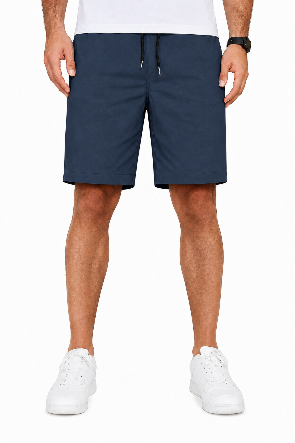 Harbor Navy men's woven drawstring shorts front view