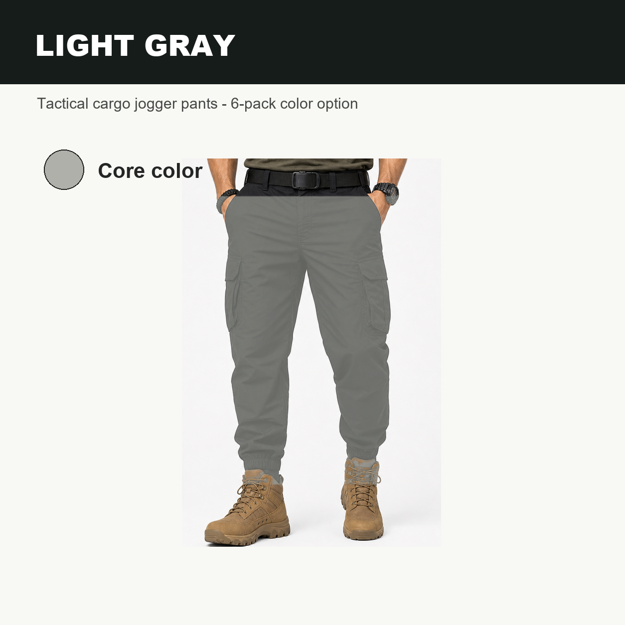 Pack & Save Men's Lightweight Tactical Cargo Jogger Pants, Elastic Cuff Utility Work Pants with Multi-Pocket Storage