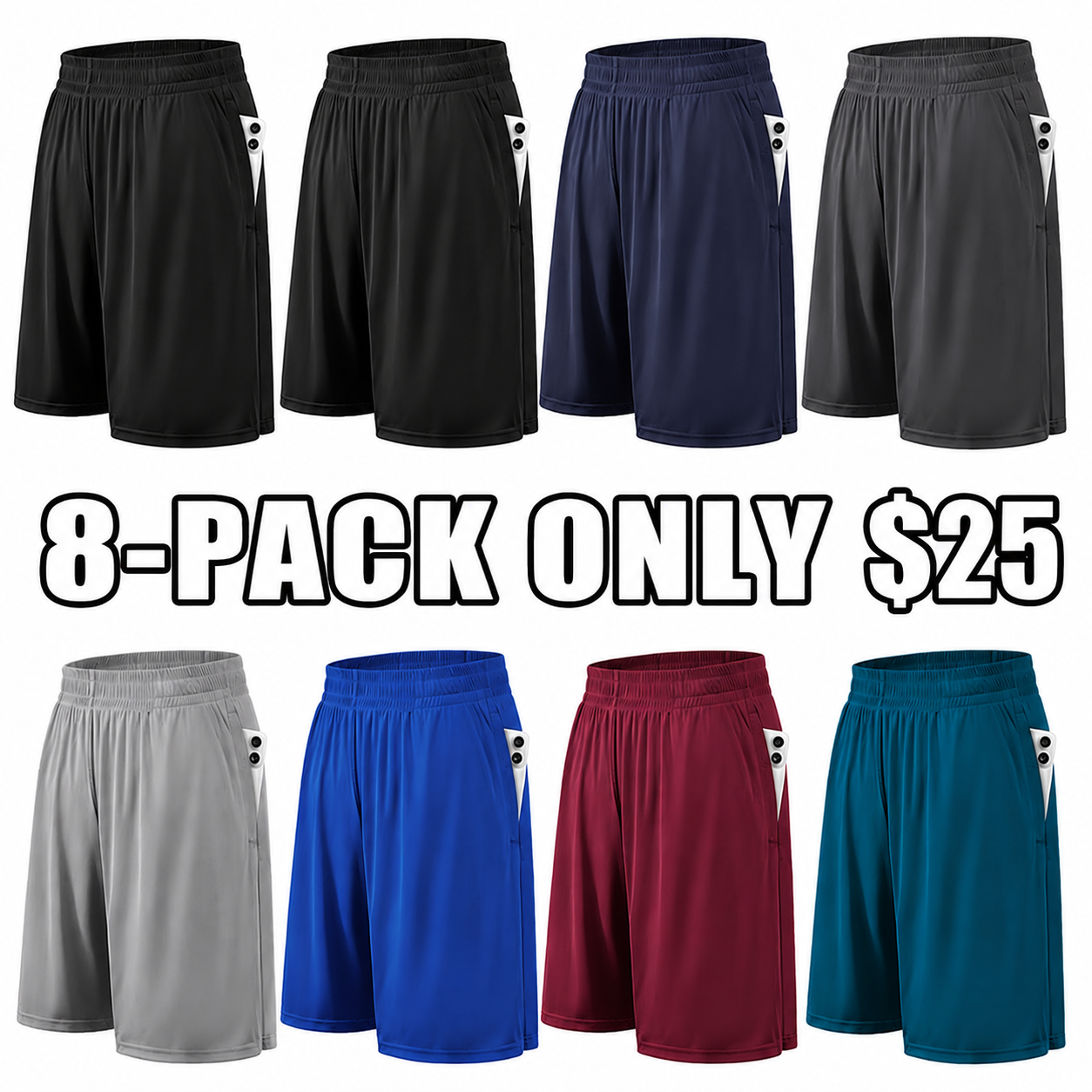 Athletic Shorts for Men with Pockets and Elastic Waistband Quick Dry Activewear