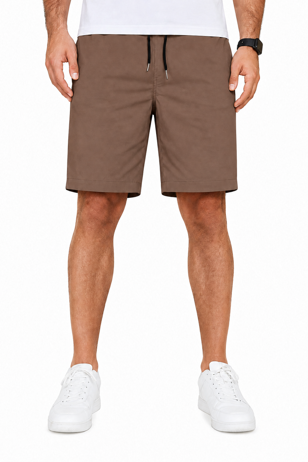 Canyon Clay men's woven drawstring shorts front view
