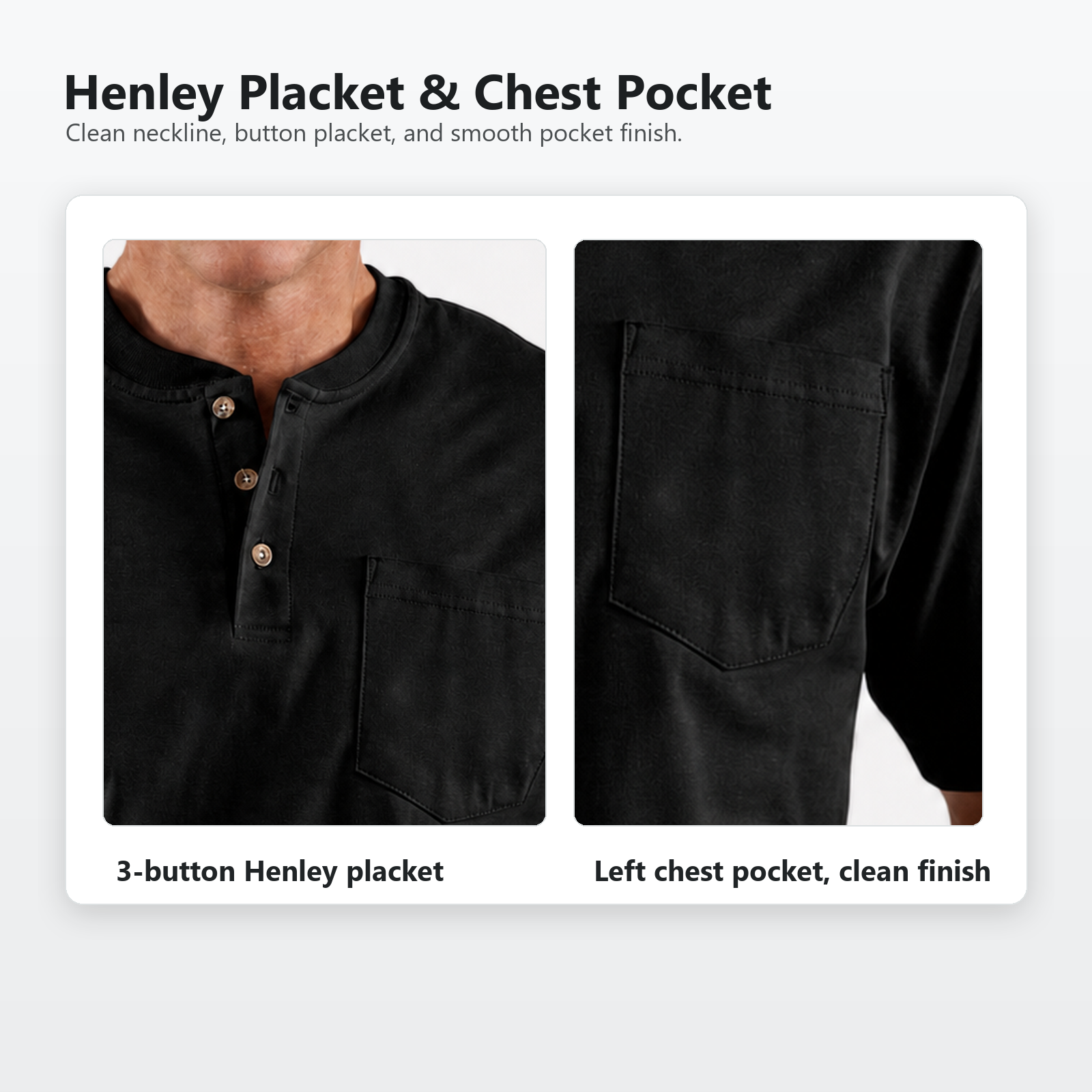 Henley placket and pocket detail