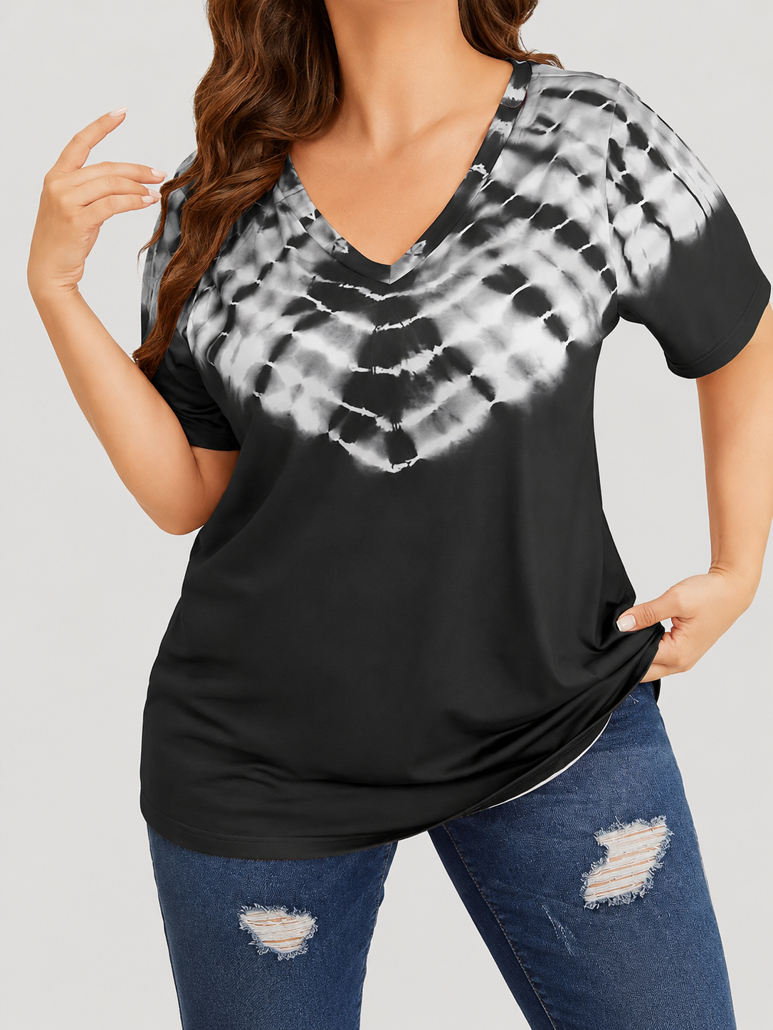 Plus Size Tie-Dye V-Neck Tees Bundle image 4