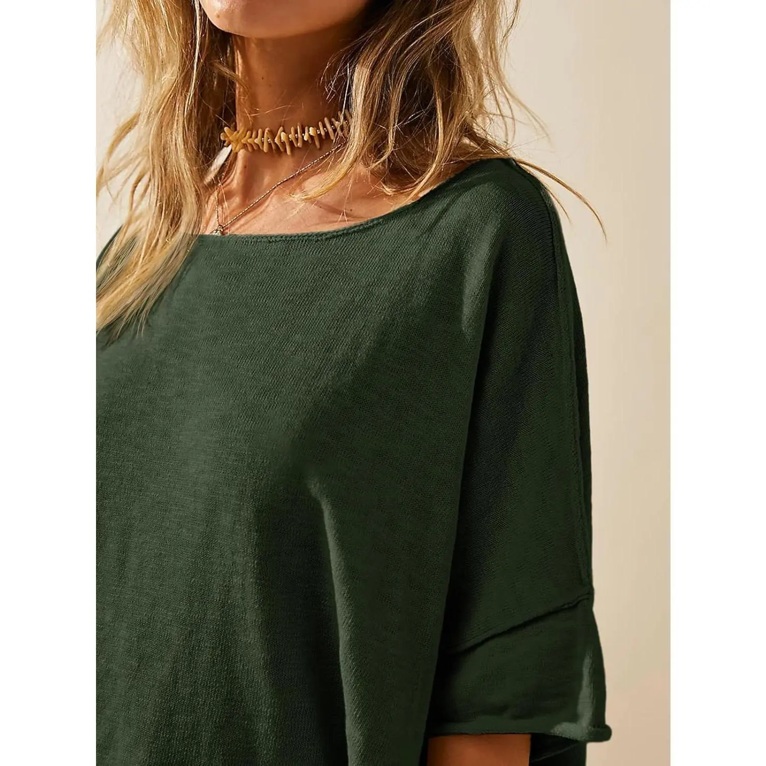 Women's Oversized T Shirts Casual Summer Crew Neck Loose Dropped Short Sleeve Side Slit Hem Blouse Tunic Tops Sweater Tee