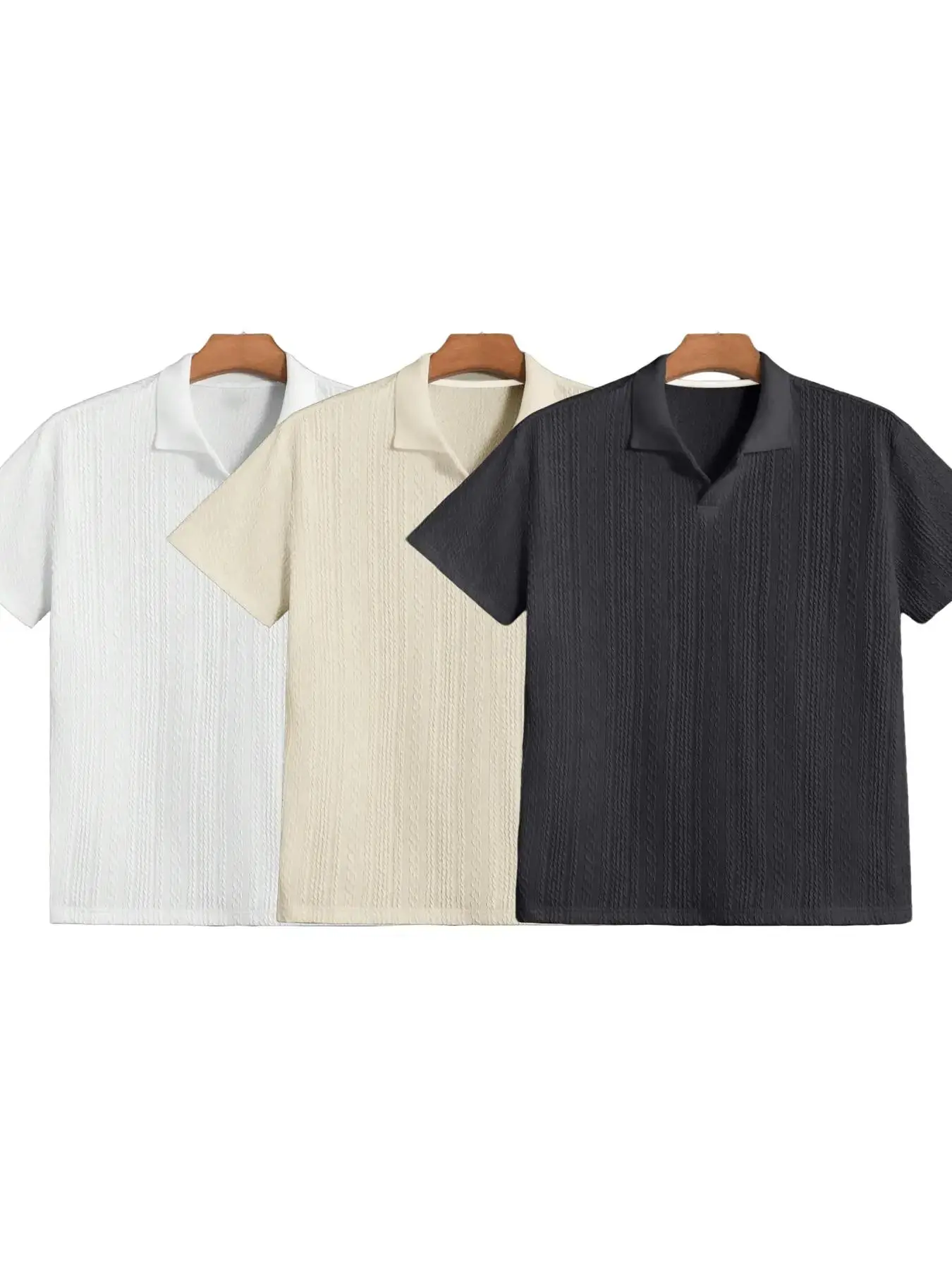 Men's Solid Jacquard Polo Shirt - Casual Summer Wear
