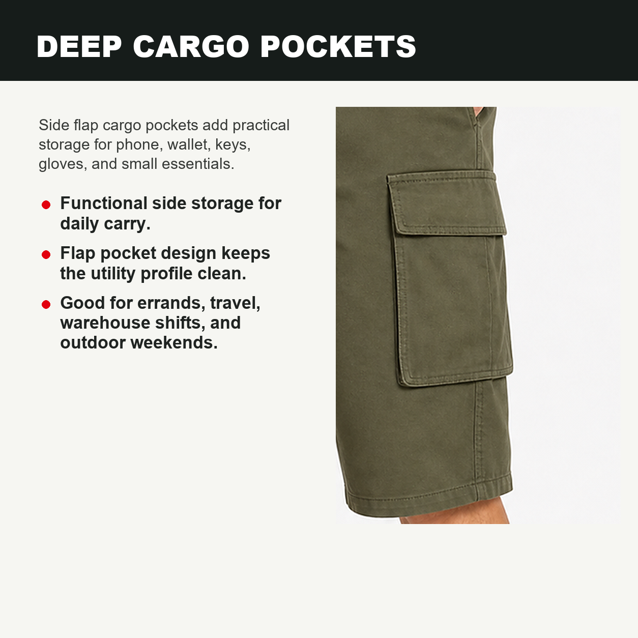 Pack & Save Men's Lightweight Drawstring Cargo Shorts, Elastic Waist Utility Summer Shorts with Multi-Pocket Storage