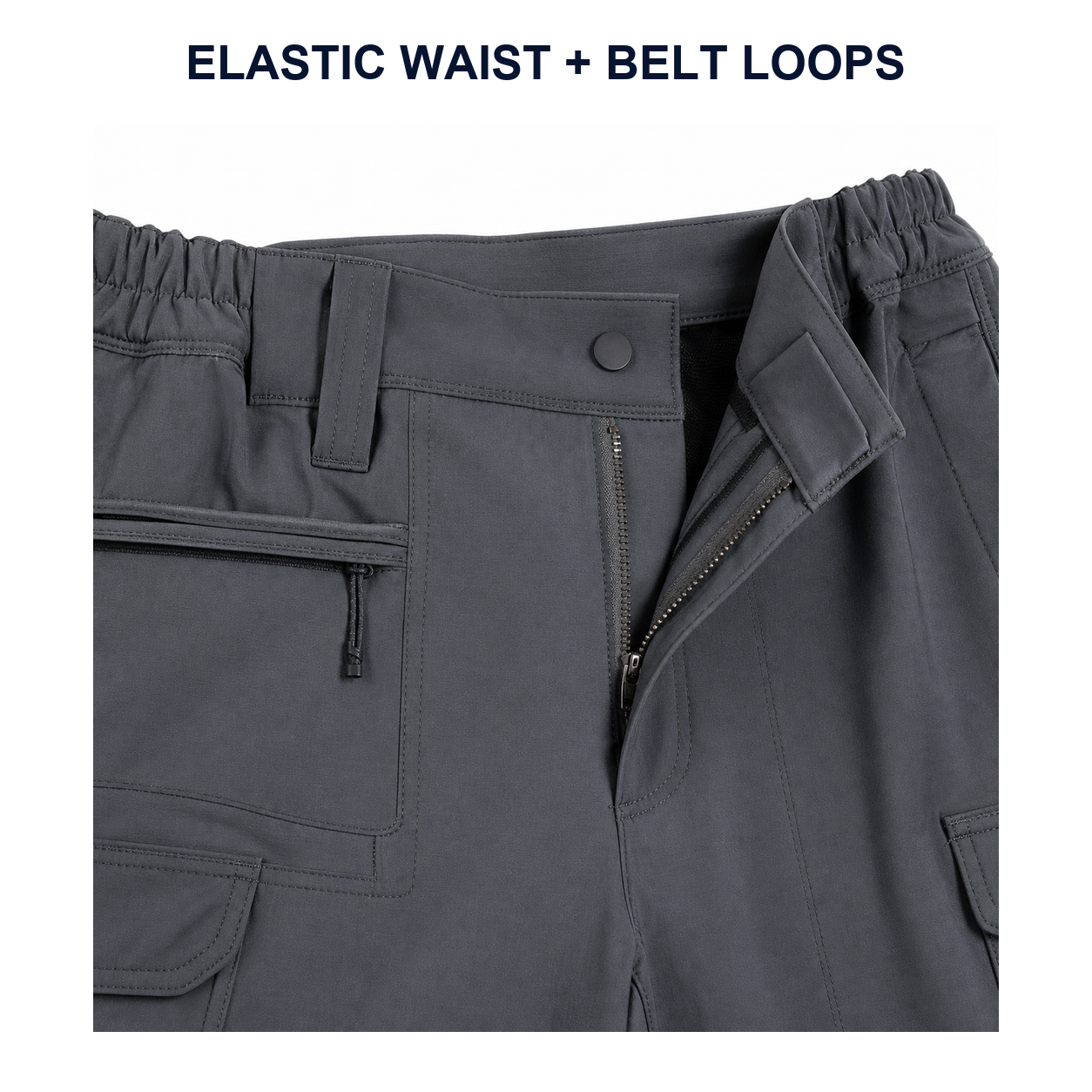 Pack & Save Men's Lightweight Stretch Tactical Cargo Pants, Elastic Waist Utility Work Pants with Multi-Pocket Storage