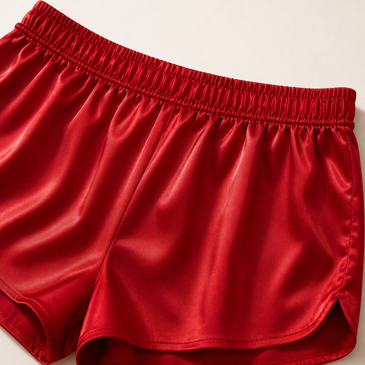AI generated women's satin cami pajama set - detail elastic waist