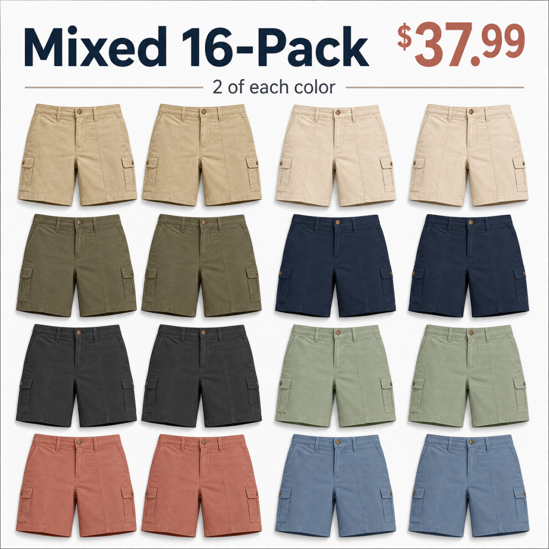 Mixed 16-Pack women's relaxed cargo shorts bundle