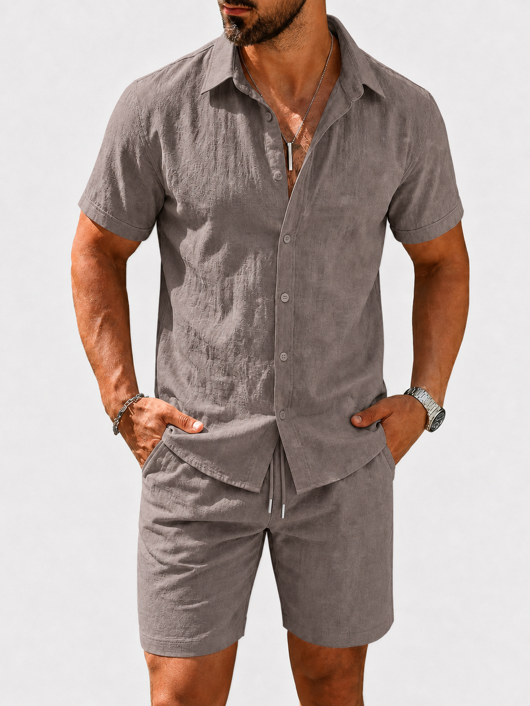 Driftwood Taupe front view of the matching set