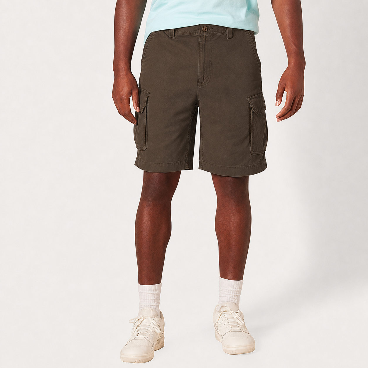Bark Brown front view men's cargo shorts