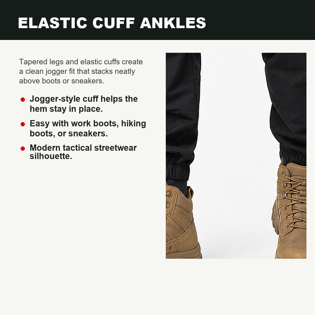 Pack & Save Men's Lightweight Tactical Cargo Jogger Pants, Elastic Cuff Utility Work Pants with Multi-Pocket Storage