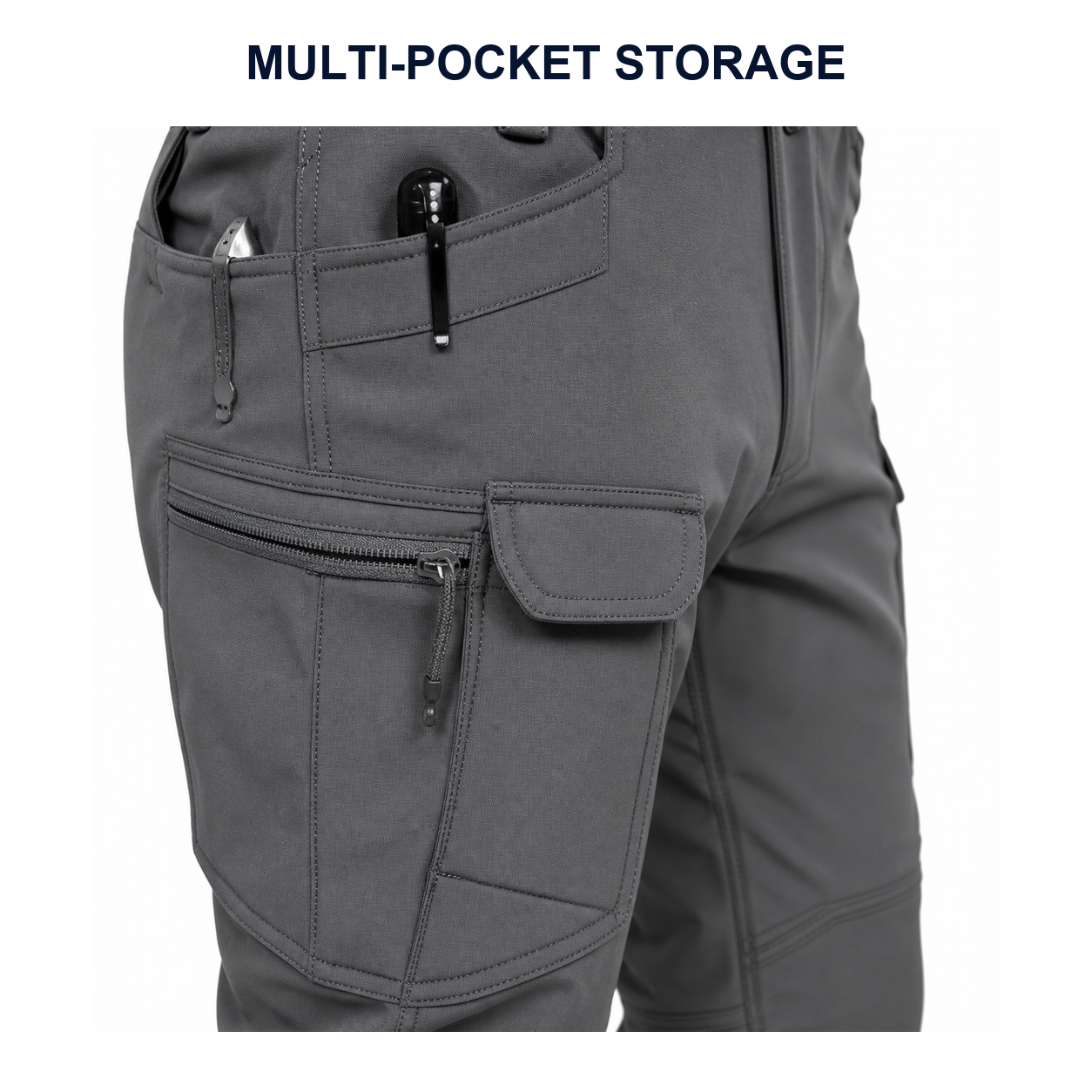 Pack & Save Men's Lightweight Stretch Tactical Cargo Pants, Elastic Waist Utility Work Pants with Multi-Pocket Storage