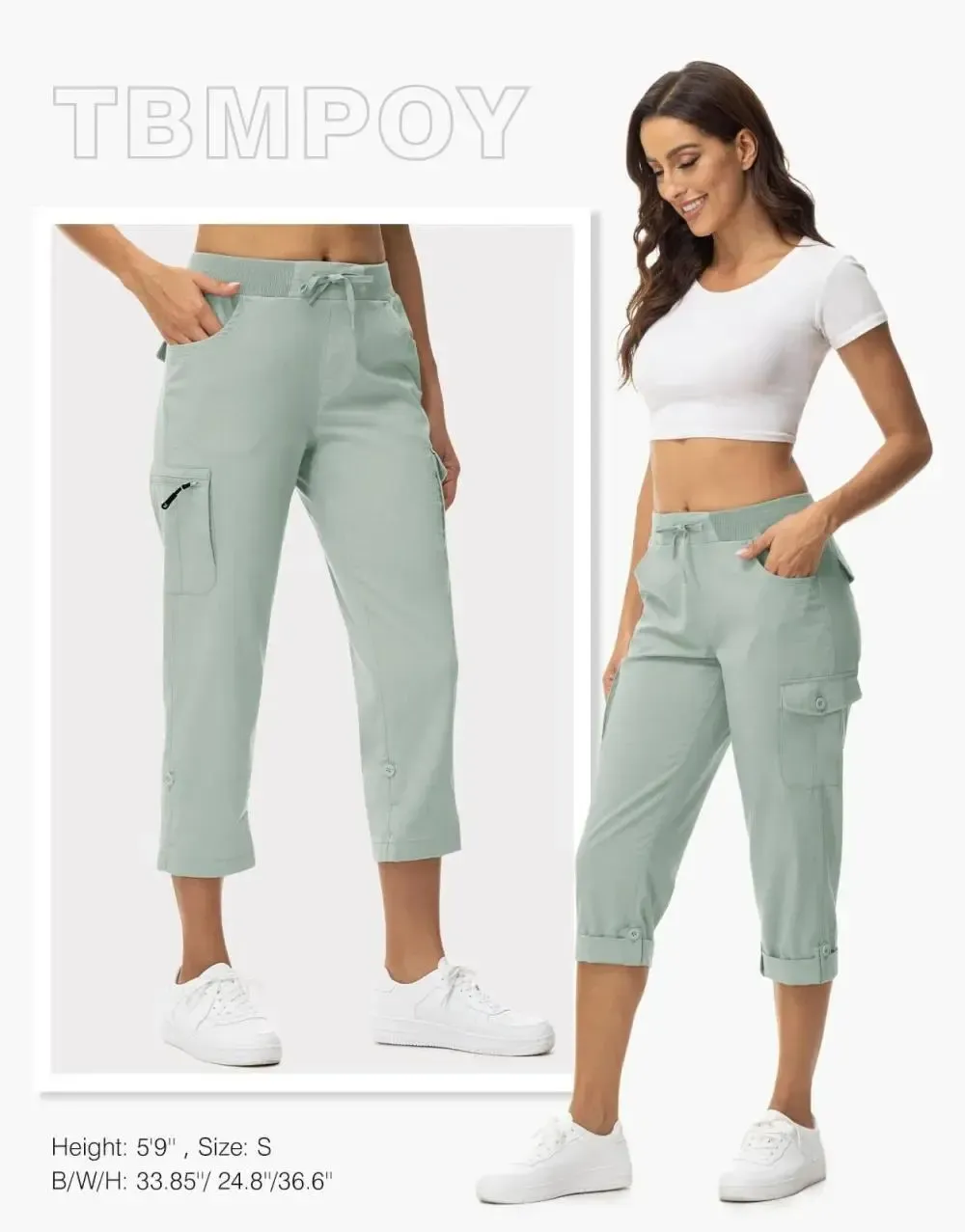 🔥Last day promotion🔥Womens Cargo Capris Lightweight Hiking Pants Shorts Cropped Cotton