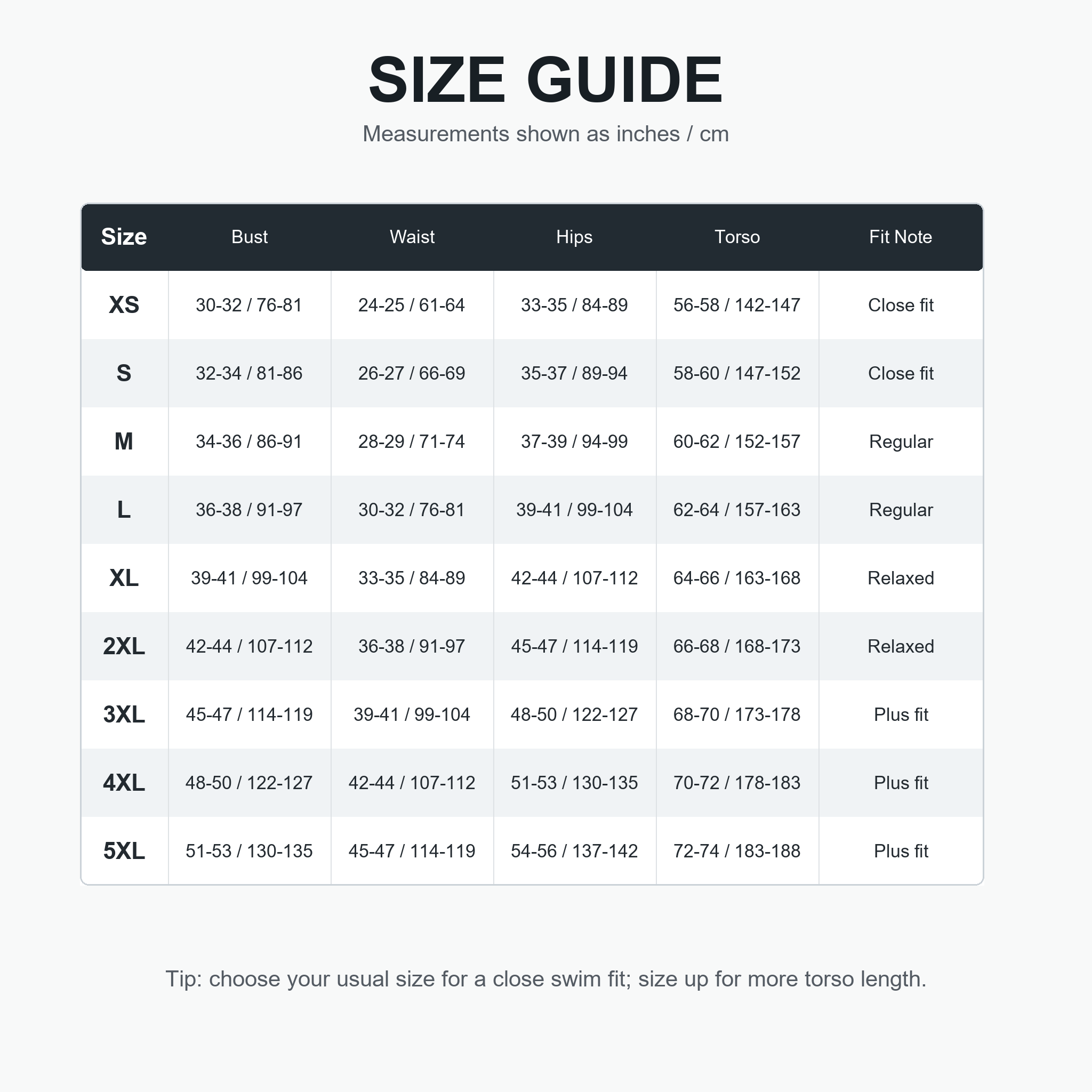 Size chart