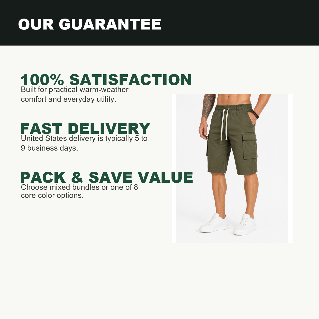 Pack & Save Men's Lightweight Drawstring Cargo Shorts, Elastic Waist Utility Summer Shorts with Multi-Pocket Storage