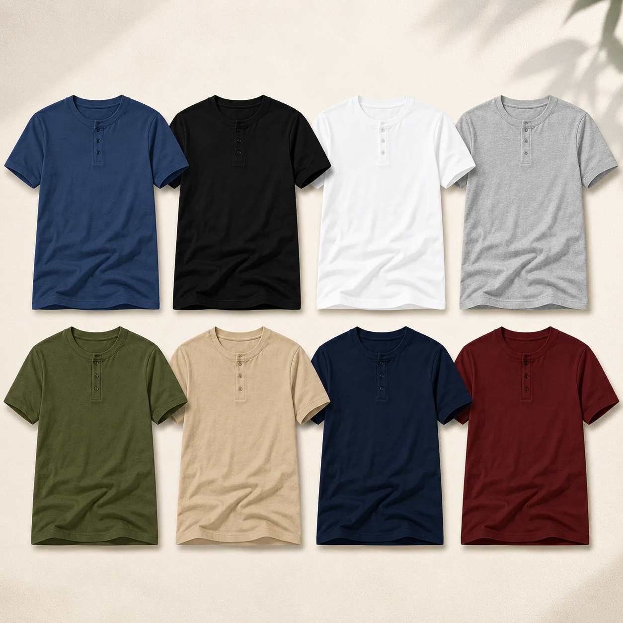 Men's Short Sleeve Henley T-Shirt Pack