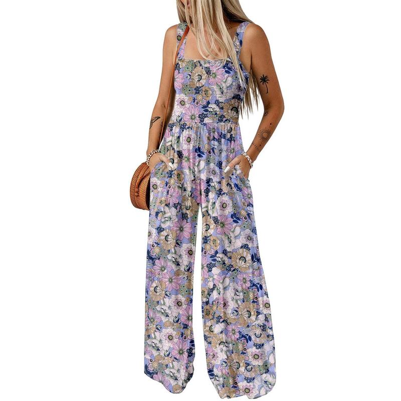 Women’s Casual Print Sleeveless Overalls Jumpsuits