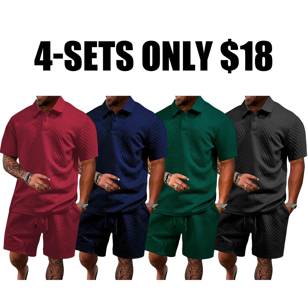 Men's Polo Shirt and Drawstring Shorts Set