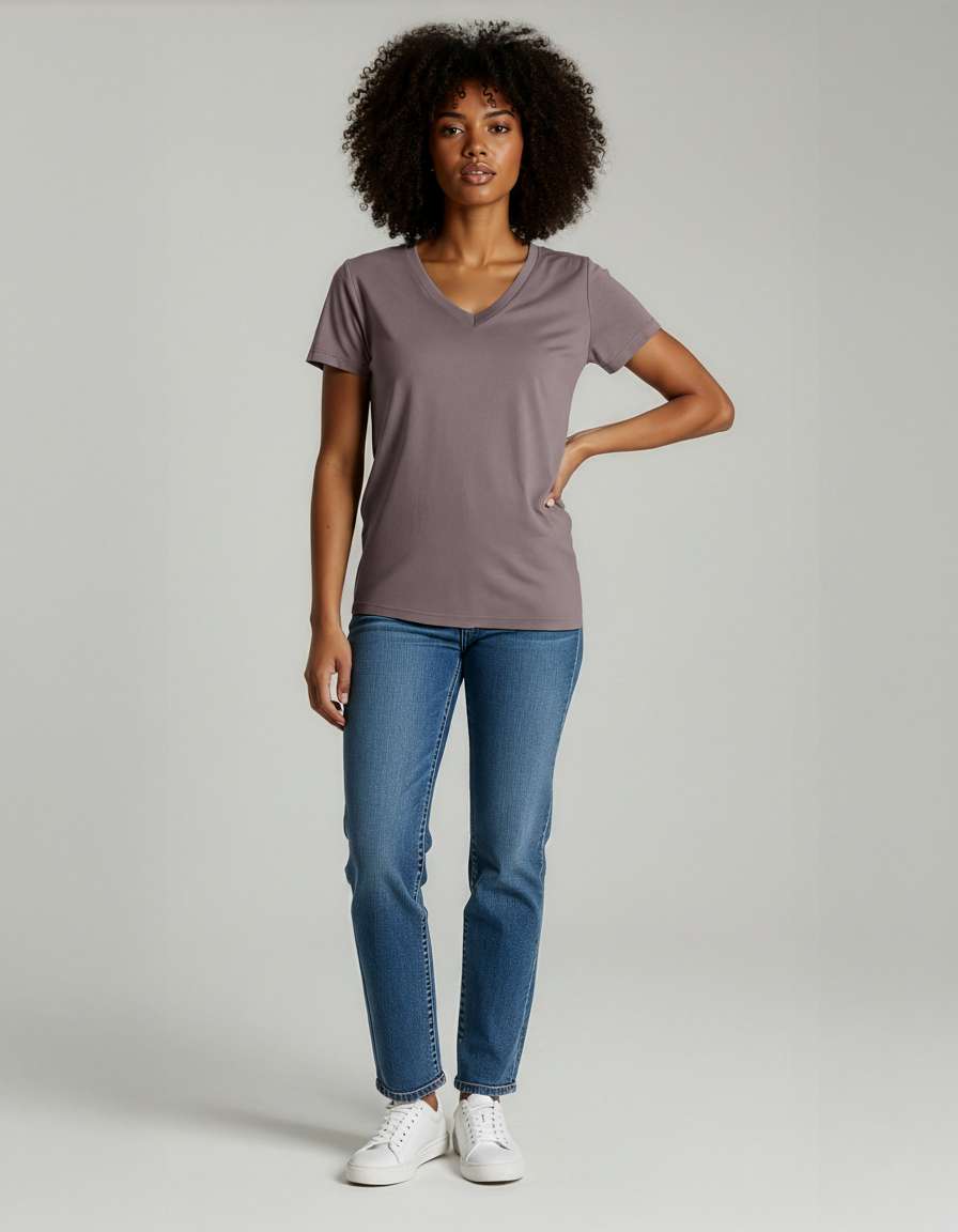 4 Pack: Women's Short-Sleeve V-Neck T-Shirt (Available in Plus Size)