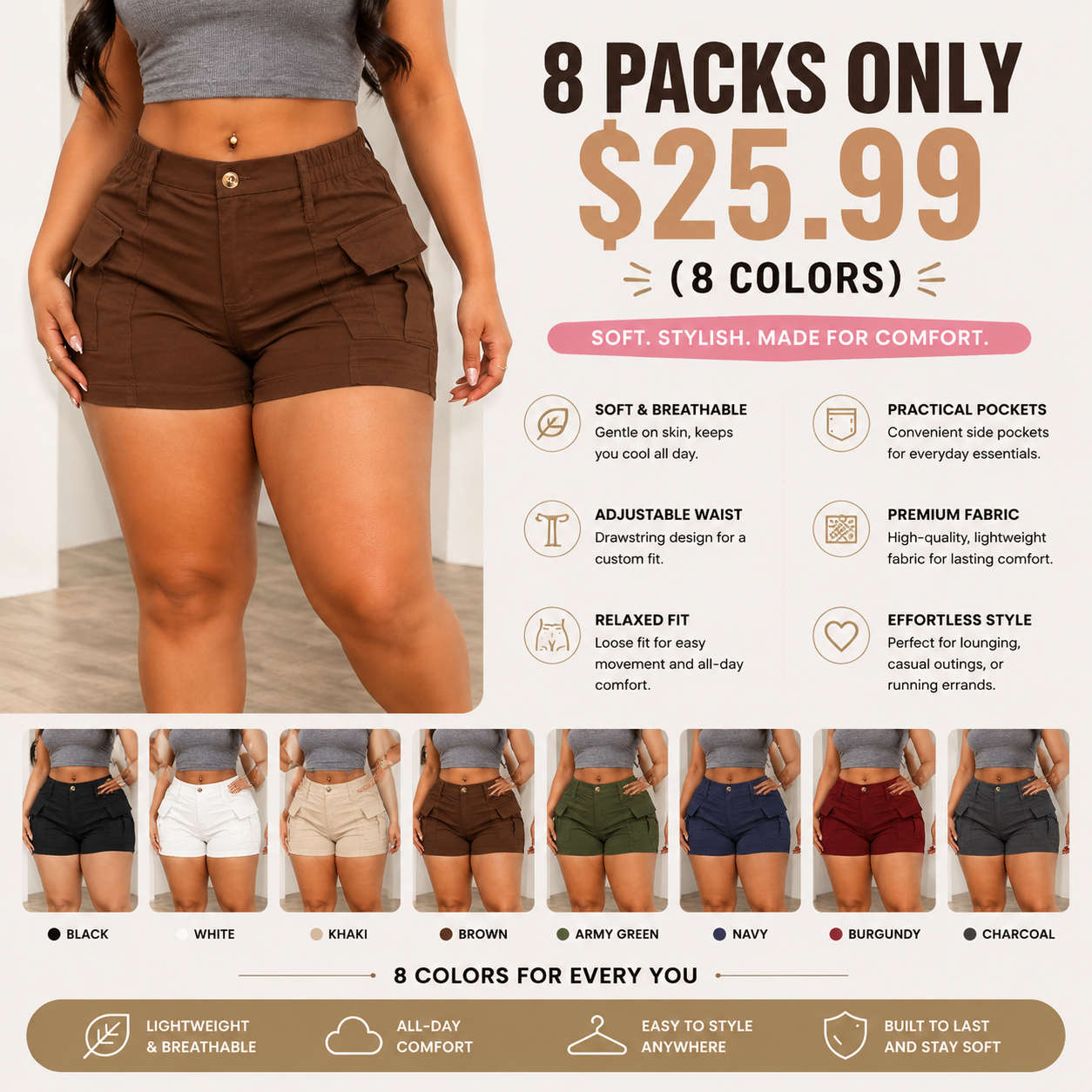 ⚡Final Limited-Time Offer⚡ – Women's New Summer Cargo Shorts