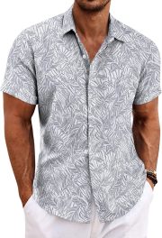 Men's Linen ShirtsShort Sleeve Casual ShirtsButton Down Shirt for MenBeach Summer Wedding Shirt