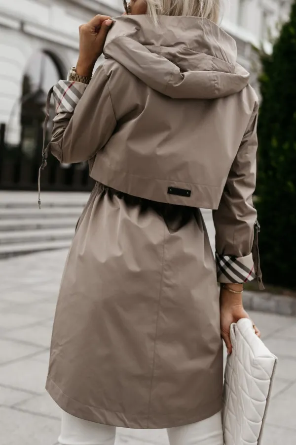 ⏰Winter Clearance Sale - 80% Off 🔥Women's Hooded Zipper Drawstring Plaid Print Casual Long Coat