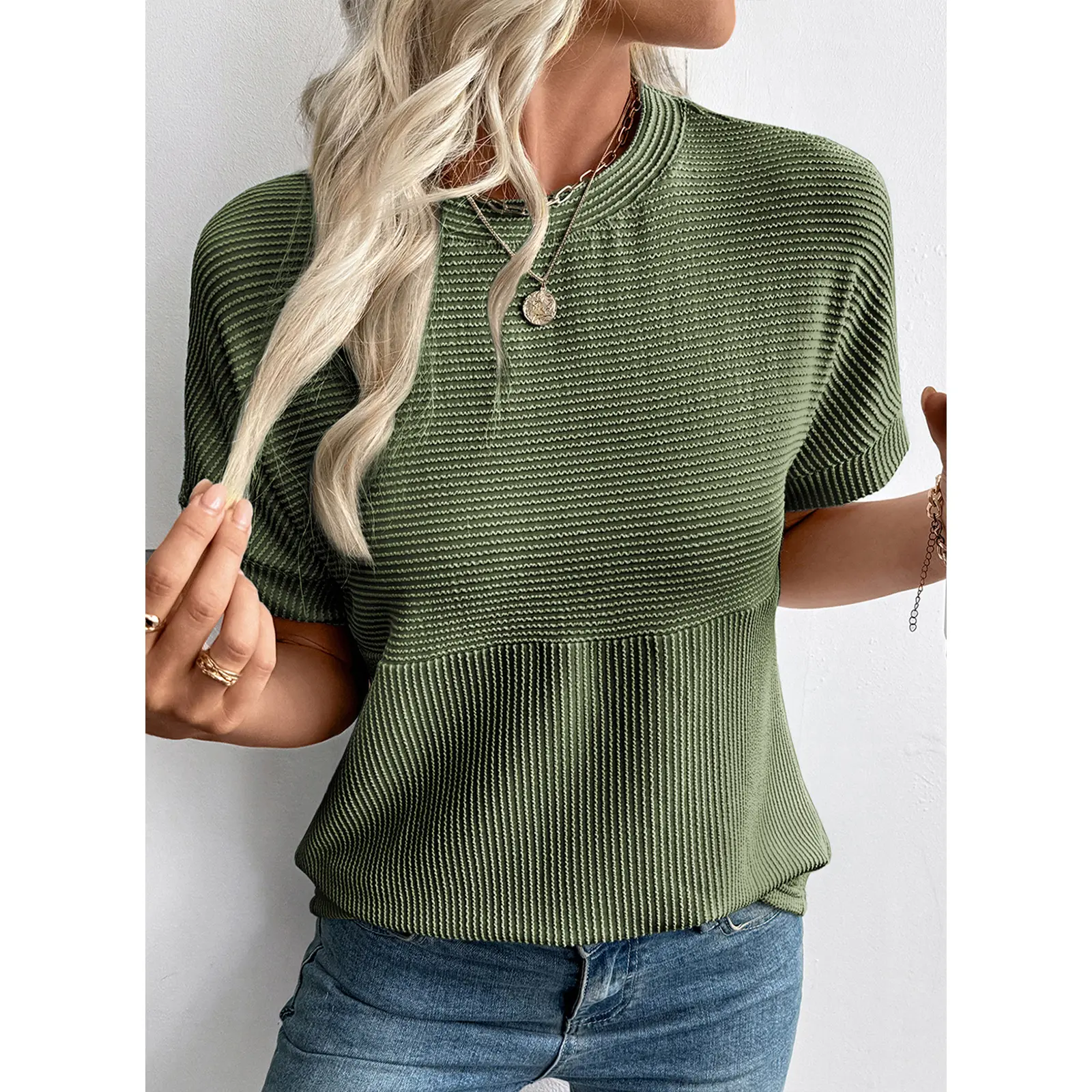 Women's Ribbed Knit Summer T-Shirts