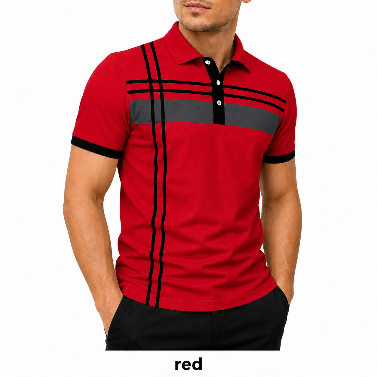 🎉Men's Striped Print Short Sleeve Polo Shirt, Regular Fit Trendy Casual Buttons Collared Top for Summer, Men's Clothes for Daily Wear, Printed Polo Shirts, Summer Polos🔥