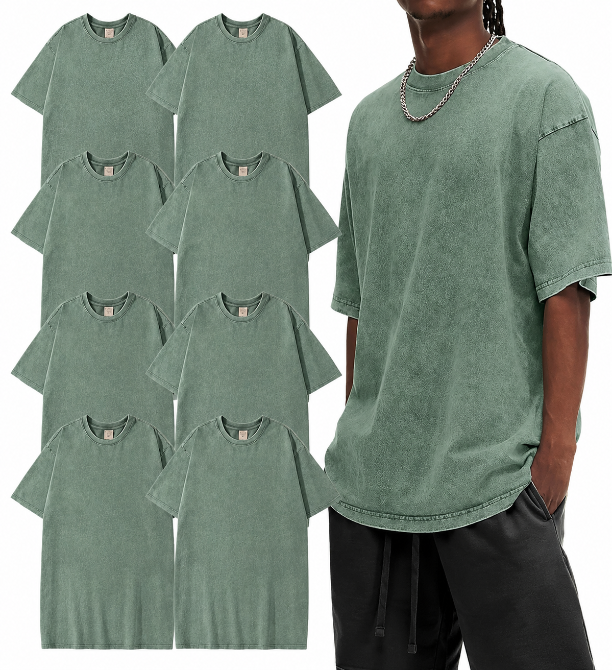 Men's Oversized T-Shirts Heavyweight Cotton Loose Fit Unisex 8pack