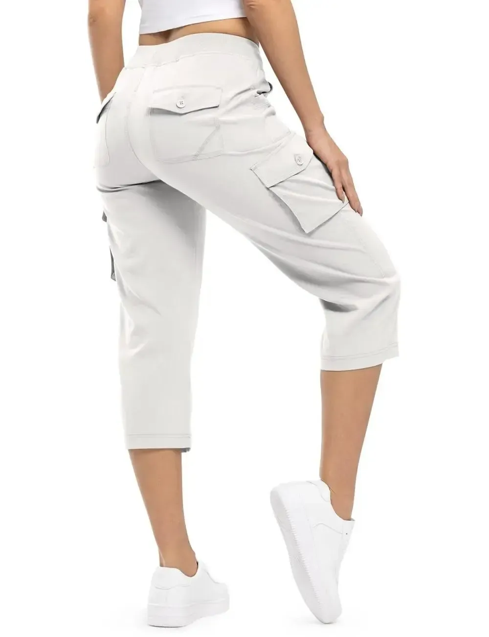 🔥Last day promotion🔥Womens Cargo Capris Lightweight Hiking Pants Shorts Cropped Cotton