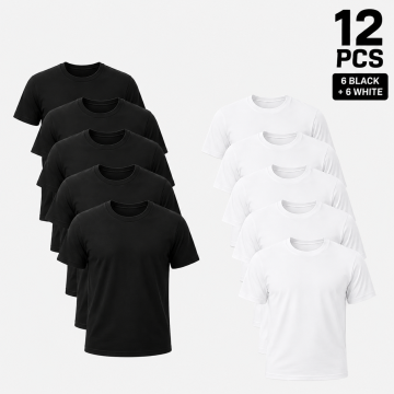 🔥 12-Pack ONLY $24.99 | Men's Black Crew Neck Basic T-Shirts 👕