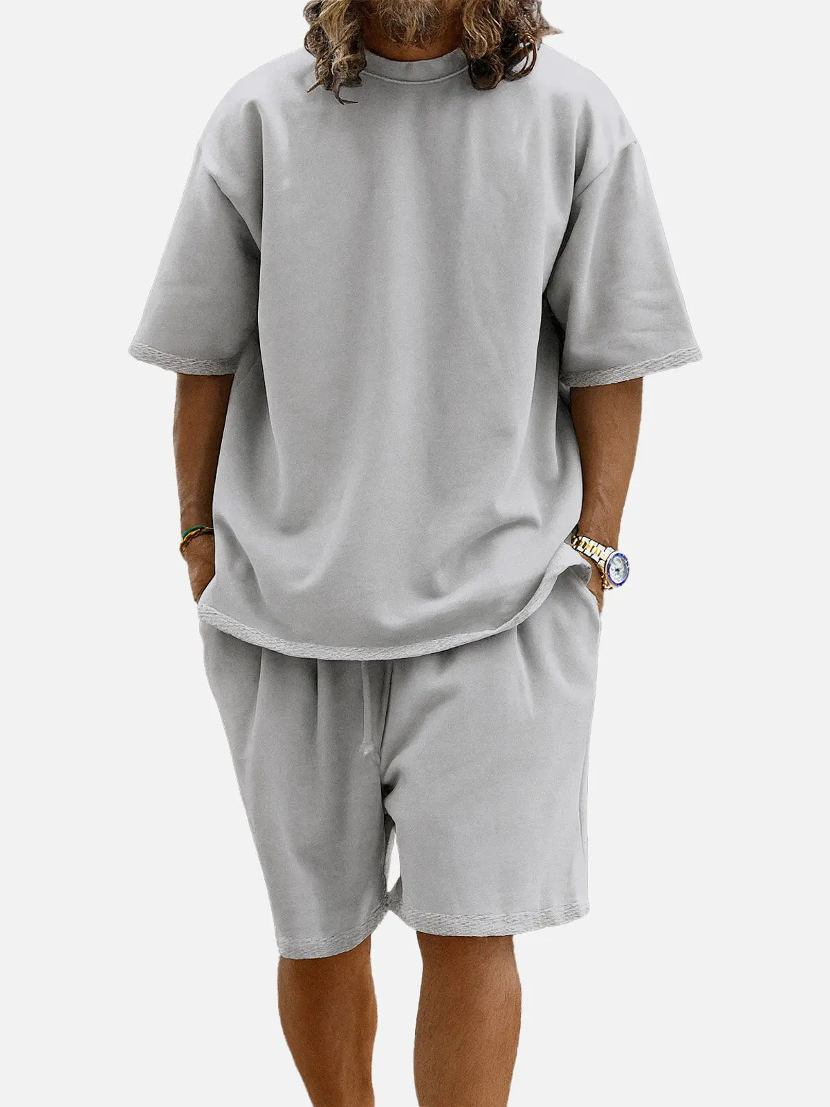 Men's Casual Two-Piece Short Sleeve Shirt and Shorts Set