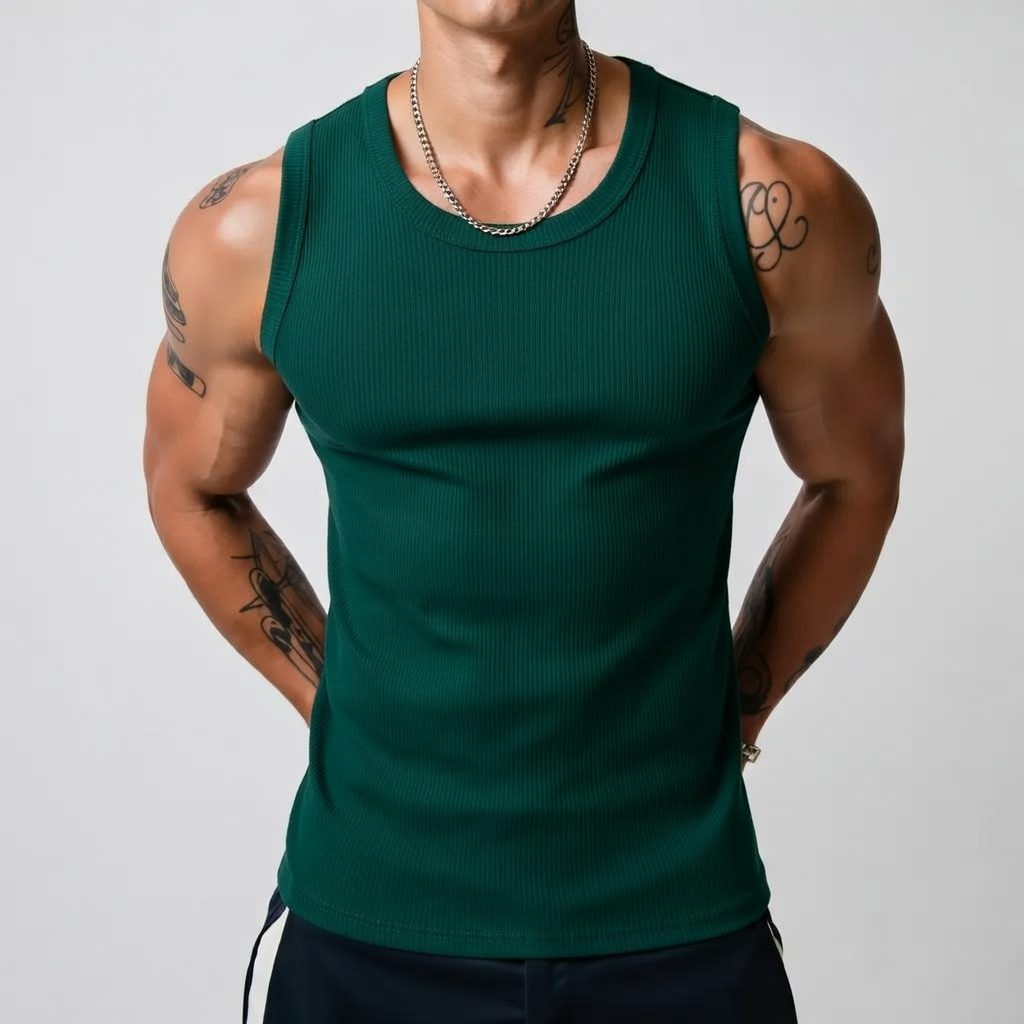 Men’s Wide Strap Ribbed Tank Top