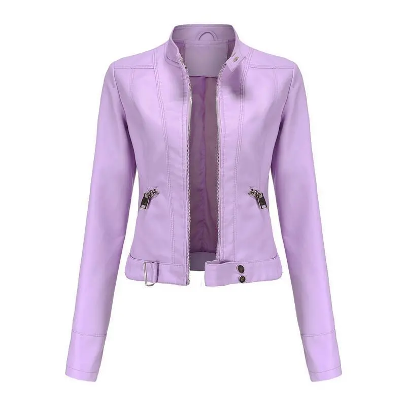 New Women's Short LeatherJackets, Small Outerwear for Springand Autumn