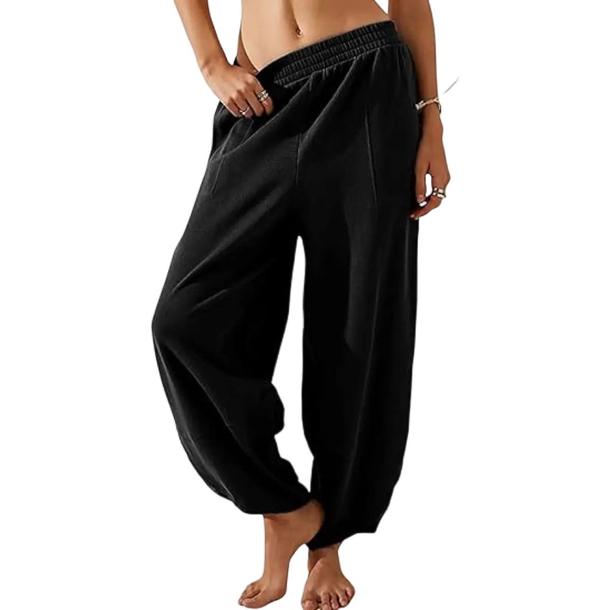 🛒 90% OFF NOW!Womens Baggy Wide Leg Pants Casual Elastic Waisted Palazzo Harem Pants With Pockets（Note: Colors are customizable.)